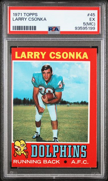 Graded 1971 Topps Larry Csonka #45 Football Card PSA 5 Excellent