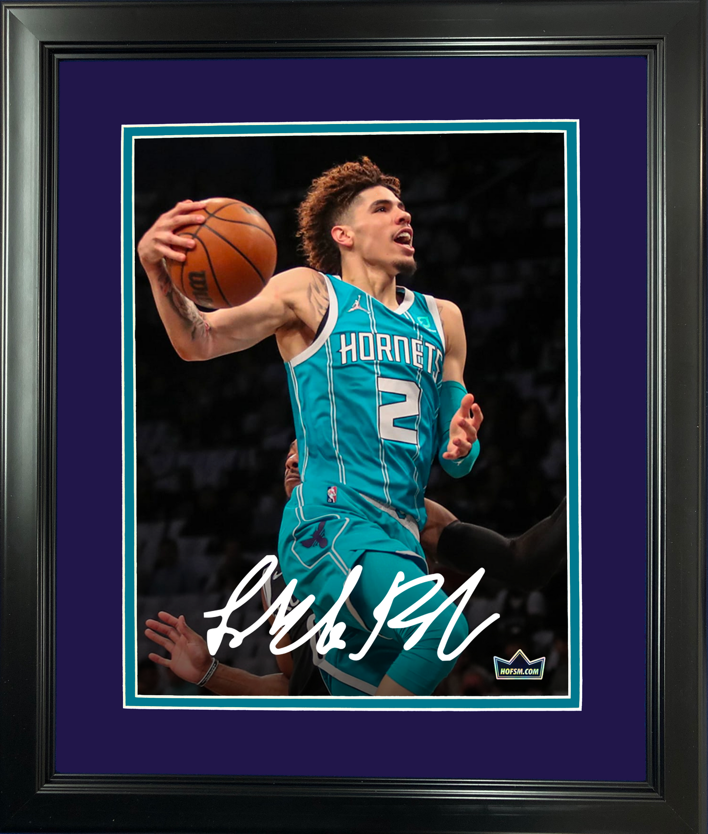 Framed LaMelo Ball Facsimile Laser Engraved Signature Auto 11"x14" Basketball Photo HOFSM Holo