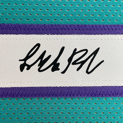 Framed Facsimile Autographed LaMelo Ball 35x39 Charlotte Teal Reprint Laser Auto Basketball Jersey