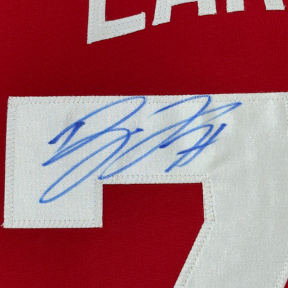 Framed Autographed/Signed Dylan Larkin 35x39 Detroit Red Hockey Jersey Beckett BAS COA