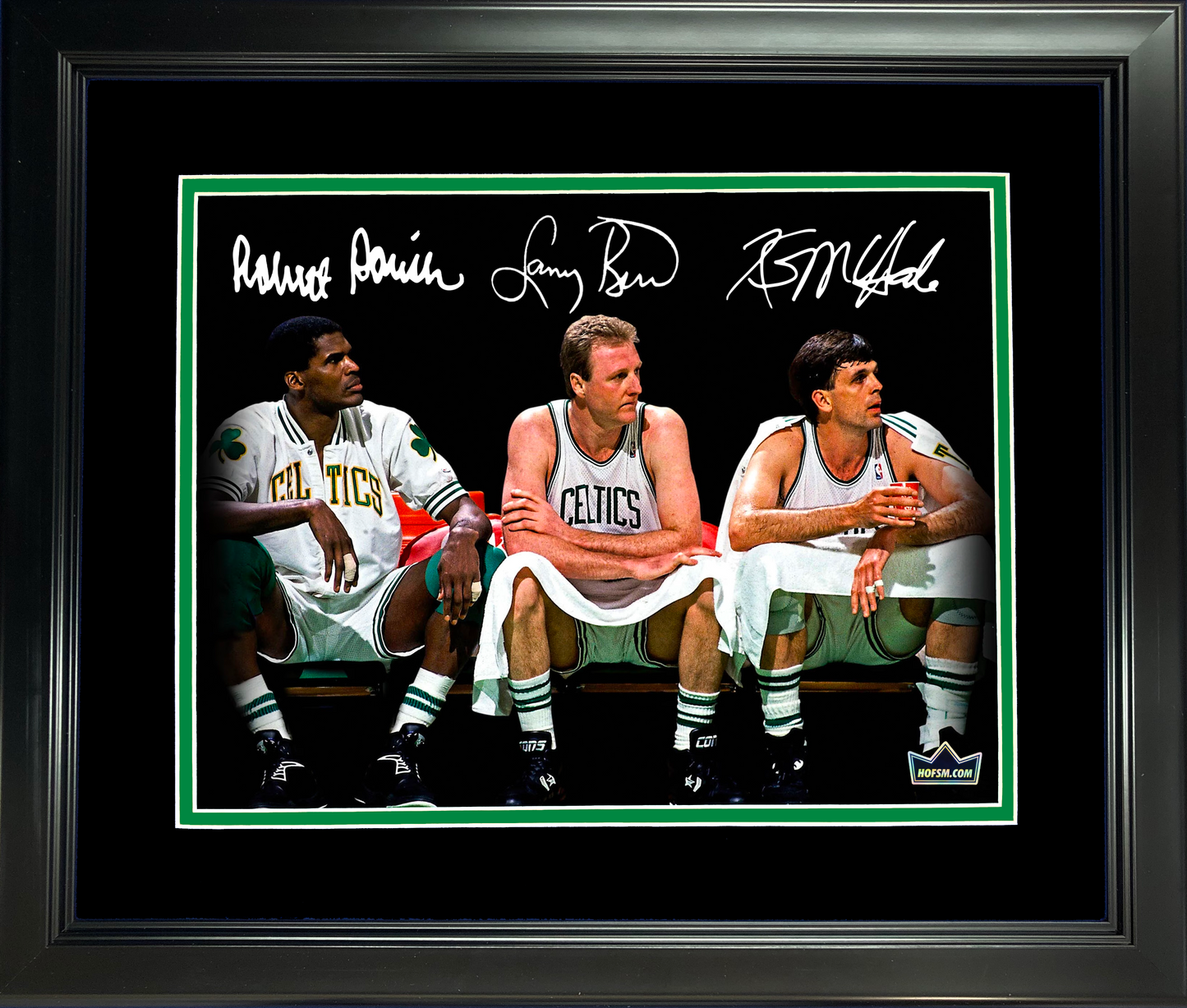 Framed Robert Parish, Larry Bird & Kevin McHale Big 3 Facsimile Laser Engraved Signature Auto 11"x14"Basketball Photo HOFSM Holo