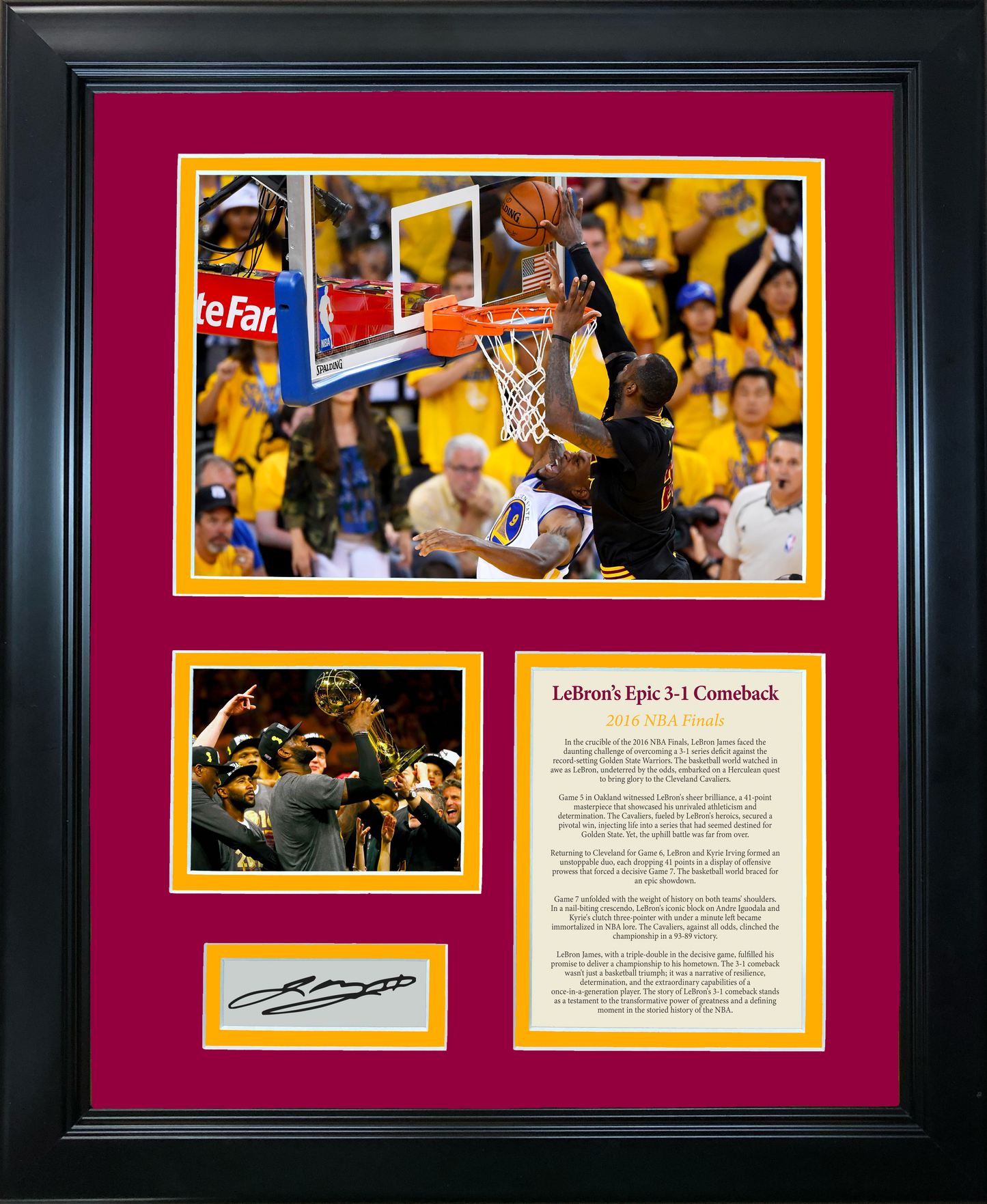 Framed LeBron James 3-1 Comeback 2016 NBA Finals Cleveland Cavaliers Facsimile Laser Engraved Signature Auto Basketball 11"x14" Photo Sig Collage