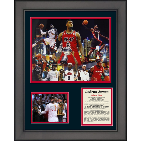 Framed LeBron James Highlights & Awards Miami Heat 11"x14" Basketball Three Photo Collage