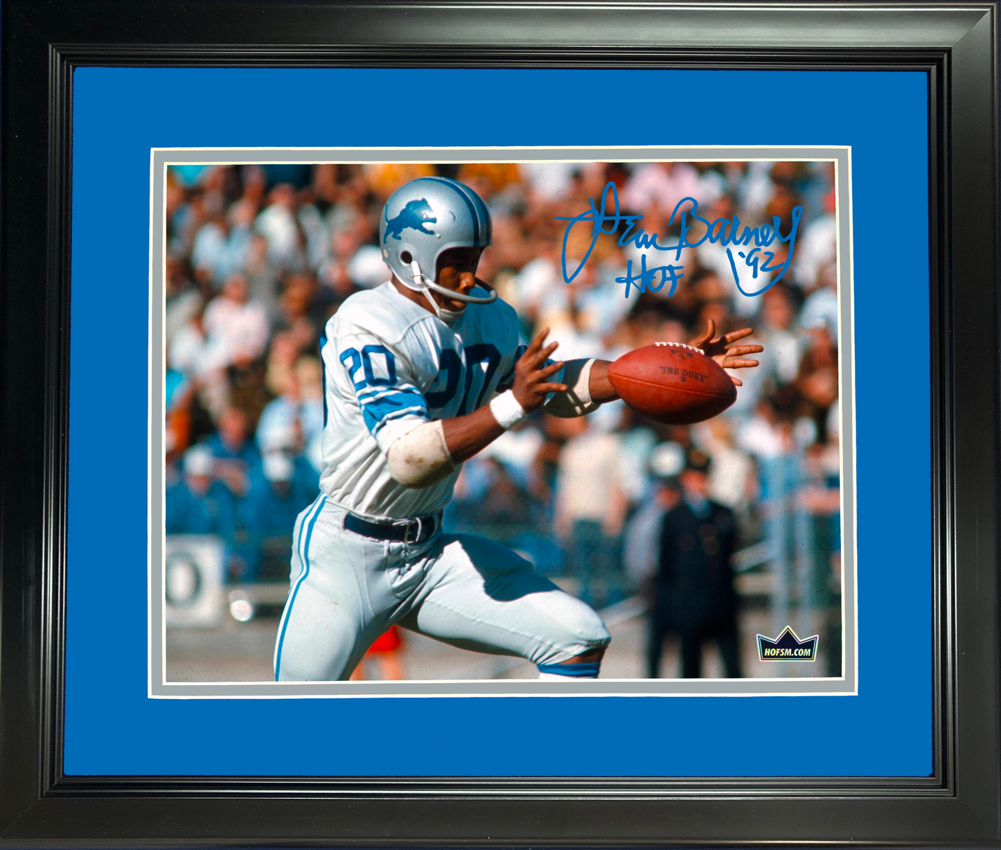 Framed Lem Barney Detroit Lions Facsimile Laser Engraved Signature Auto 11"x14" Football Photo HOFSM Holo
