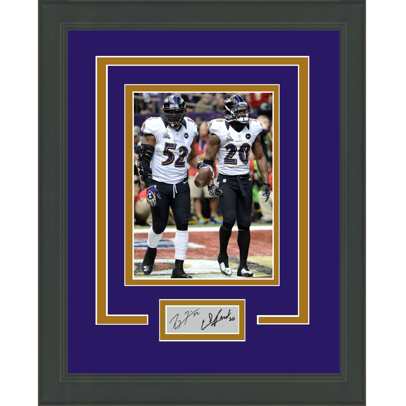 Framed Ray Lewis and Ed Reed Facsimile Laser Engraved Signature Auto Baltimore Ravens 11x14 Football Photo