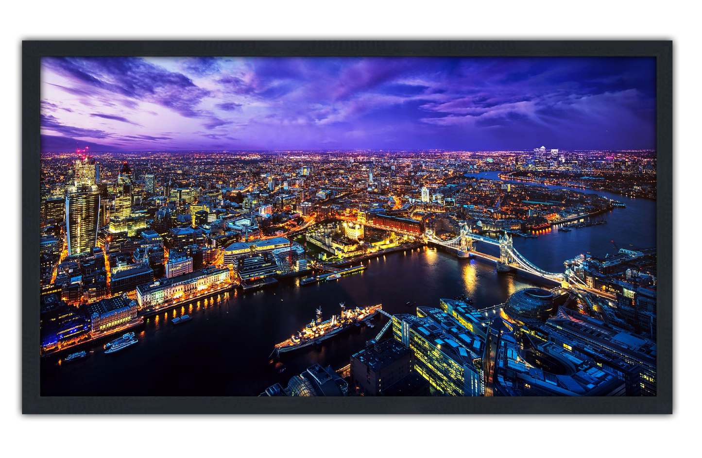 Professionally Framed Lodon England Skyline High-Resolution Panoramic Photo 12x22 Wall Art