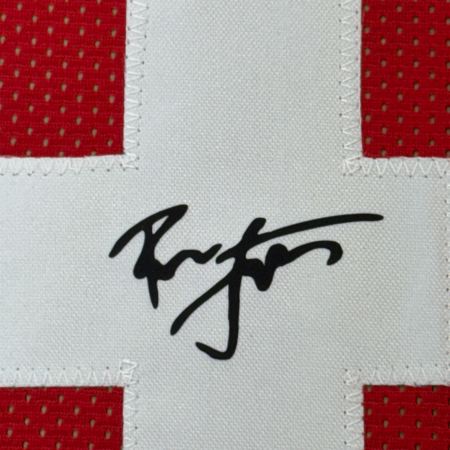 Framed Facsimile Autographed Ronnie Lott 35x39 San Francisco Red Reprint Laser Auto Football Jersey