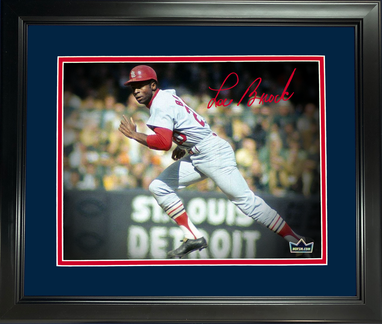 Framed Lou Brock St. Louis Cardinals Facsimile Laser Engraved Signature Auto 11"x14" Baseball Photo HOFSM Holo