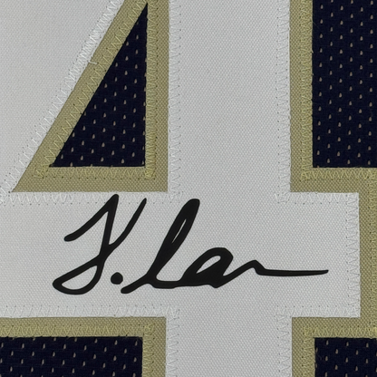 Framed Facsimile Autographed Jeremiyah Love 35x39 Notre Dame Blue Reprint Laser Auto College Football Jersey