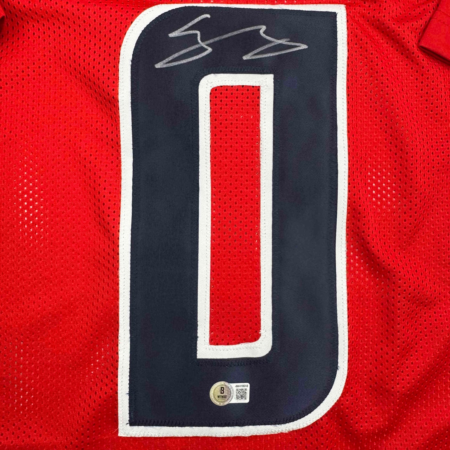 Autographed/Signed Azeez Al Shaair Houston Red Football Jersey Beckett BAS COA