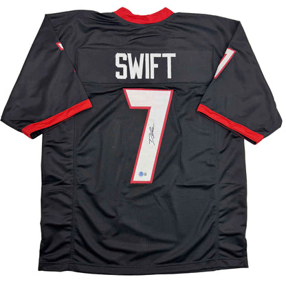 Autographed/Signed D'Andre Swift Georgia Black College Football Jersey Beckett BAS COA