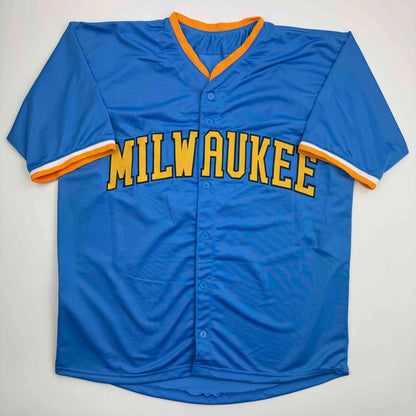 Autographed/Signed Jackson Chourio Milwaukee Blue Baseball Jersey Beckett BAS COA