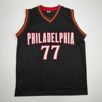 Facsimile Autographed V.J. VJ Edgecombe Philadelphia Retro Black Reprint Laser Auto Basketball Jersey Size Men's XL