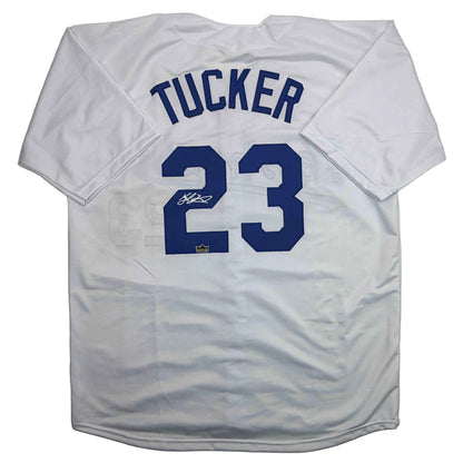 Facsimile Autographed Kyle Tucker Los Angeles LA White Reprint Laser Auto Baseball Jersey Size Men's XL