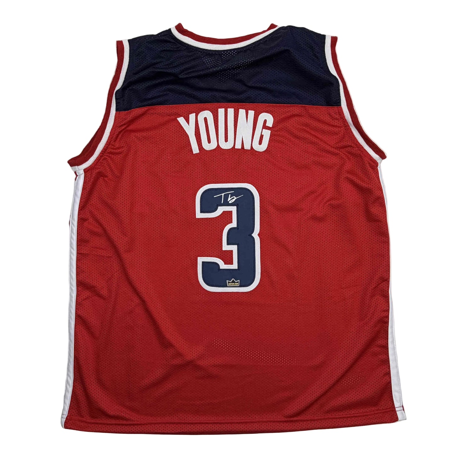 Facsimile Autographed Trae Young Washington Red Reprint Laser Auto Basketball Jersey Size Men's XL