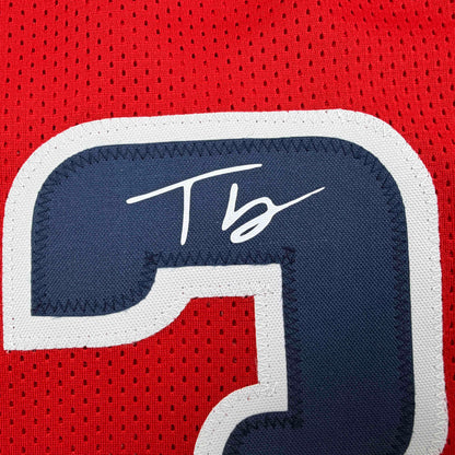 Facsimile Autographed Trae Young Washington Red Reprint Laser Auto Basketball Jersey Size Men's XL
