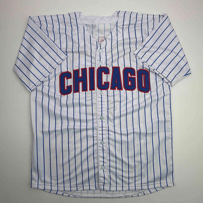 Facsimile Autographed Alex Bregman Chicago Pinstripe Reprint Laser Auto Baseball Jersey Size Men's XL