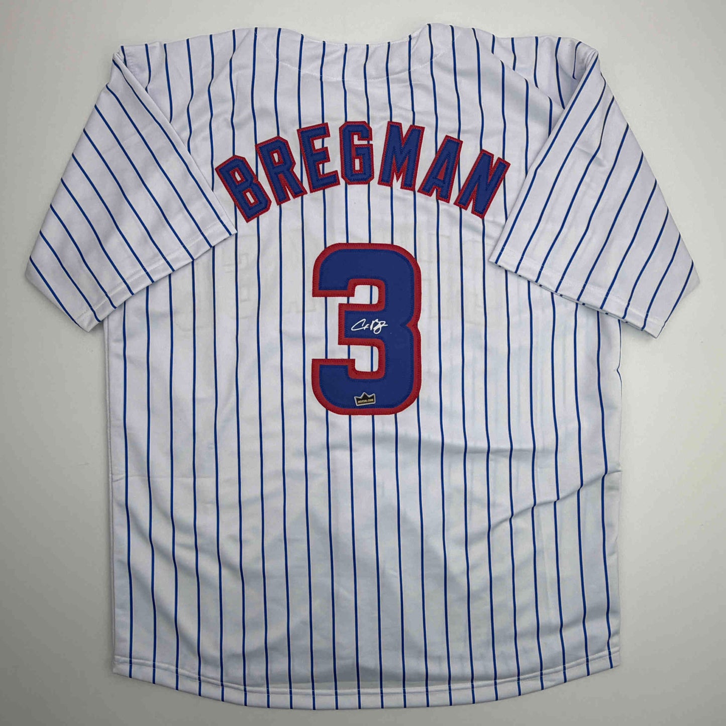 Facsimile Autographed Alex Bregman Chicago Pinstripe Reprint Laser Auto Baseball Jersey Size Men's XL