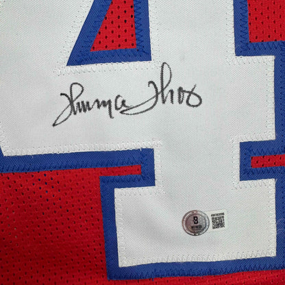 Autographed/Signed Thurman Thomas Buffalo Red Football Jersey JSA COA