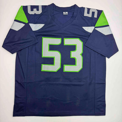Autographed/Signed Malcolm Smith Seattle Blue Football Jersey Beckett BAS COA