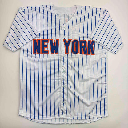 Autographed/Signed Bartolo Colon Inscribed Big Sexy New York Pinstripe Baseball Jersey Beckett BAS COA