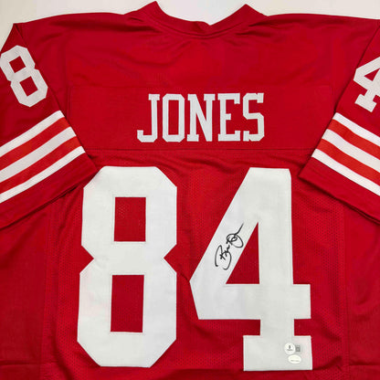 Autographed/Signed Brent Jones San Francisco Red Football Jersey Beckett BAS COA