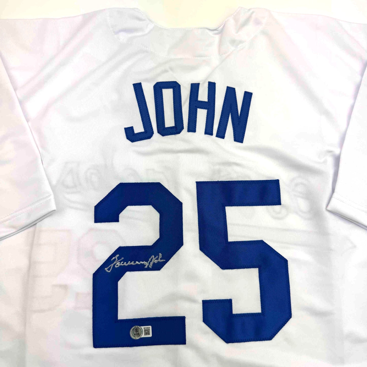 Autographed/Signed Tommy John Los Angeles White Baseball Jersey Beckett BAS COA