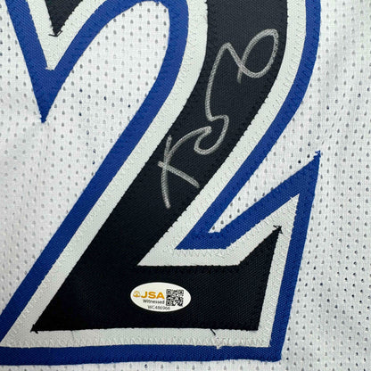 Autographed/Signed Kevin Garnett Minnesota White Basketball Jersey JSA COA