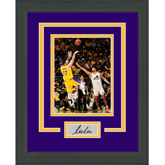 Framed Luka Doncic Debut Fadeaway Facsimile Laser Engraved Signature Auto Los Angeles Lakers 11x14 Basketball Photo