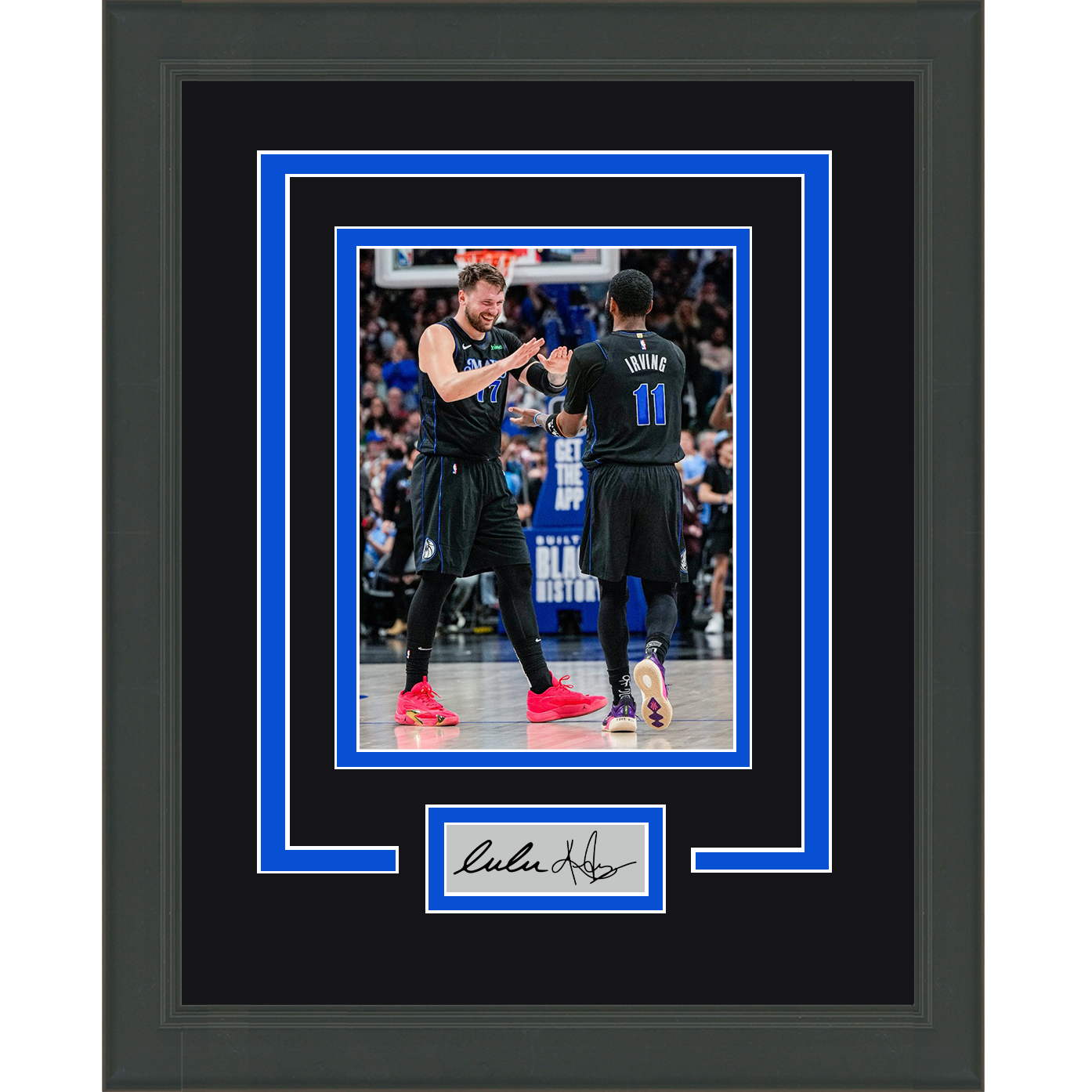 Framed Luka Doncic Kyrie Irving Dual Facsimile Laser Engraved Signature Auto Dallas Mavericks 11x14 Basketball Photo