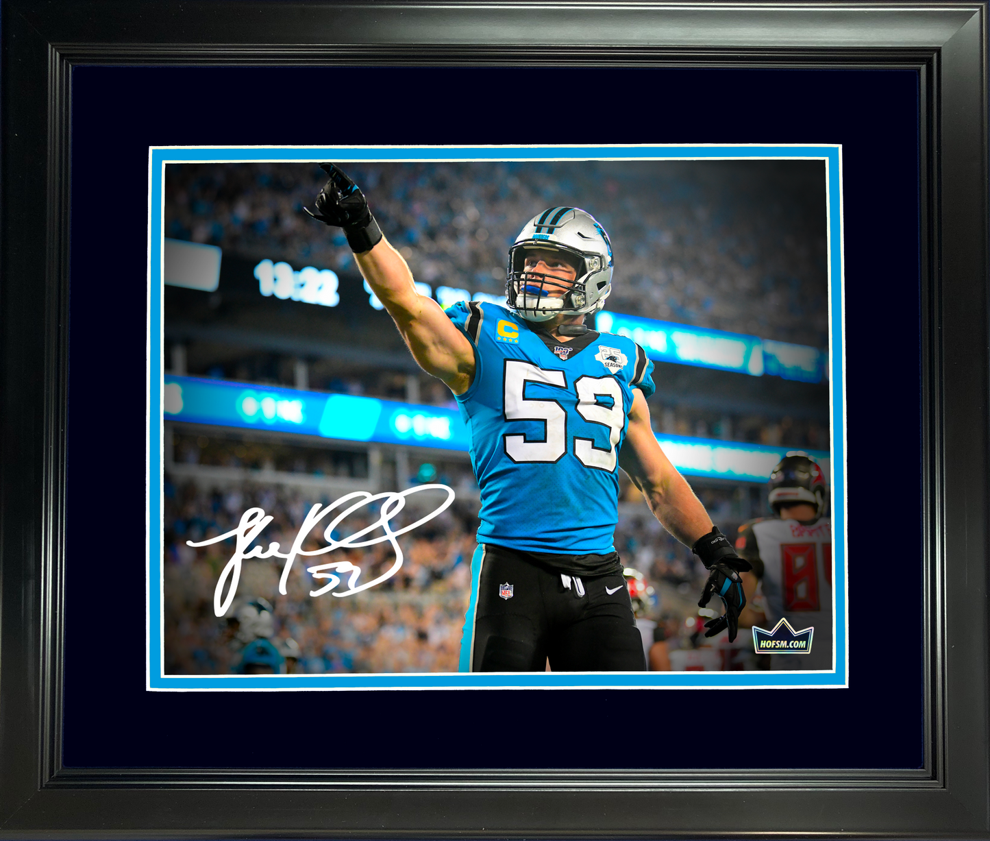 Framed Luke Kuechly Facsimile Laser Engraved Signature Auto Carolina Panthers 11"x14" Football Photo HOFSM Holo