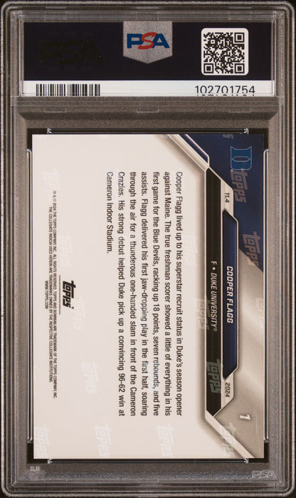 Graded 2024 Topps Bowman U Now Cooper Flagg #1 NCAA Debut Rookie RC Basketball Card PSA 8 Near Mint