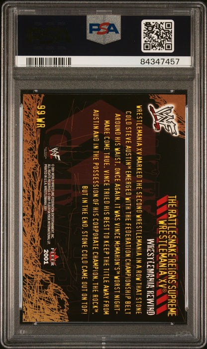Graded 2001 Fleer WWF Stone Cold #99 Wrestlemania Card PSA 10 Gem Mint