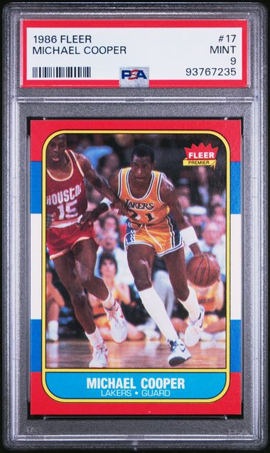 Graded 1986 Fleer Michael Cooper #17 Basketball Card PSA 9 Mint