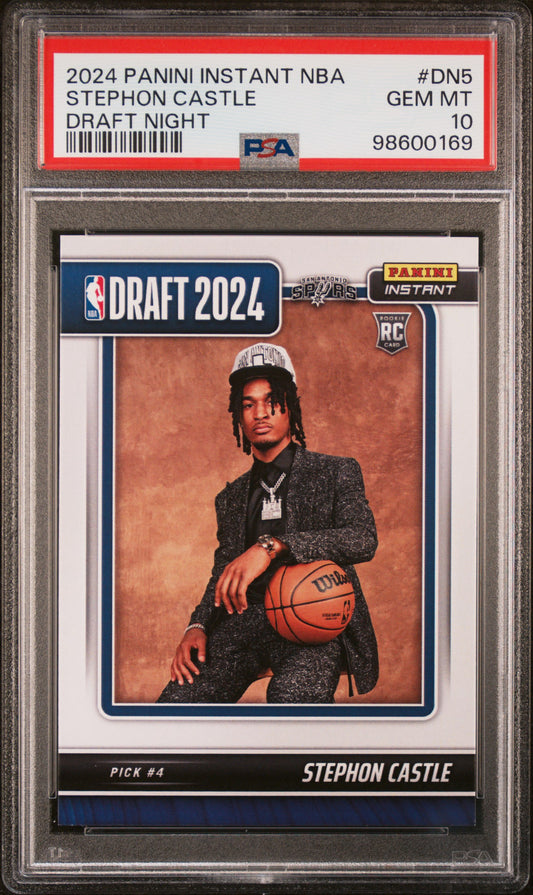 Graded 2024 Panini Instant NBA Stephon Castle #DN5 Draft Night Rookie RC Basketball Card PSA 10 Gem Mint