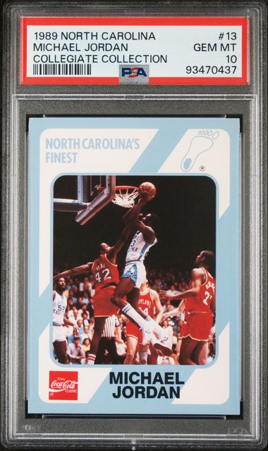 Graded 1989 North Carolina Collegiate Collection Michael Jordan #13 Basketball Card PSA 10 Gem Mint