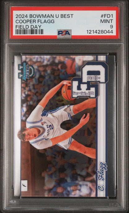 Graded 2024 Topps Bowman U Best Cooper Flagg #FD1 Field Day Rookie RC Basketball Card PSA 9 Mint