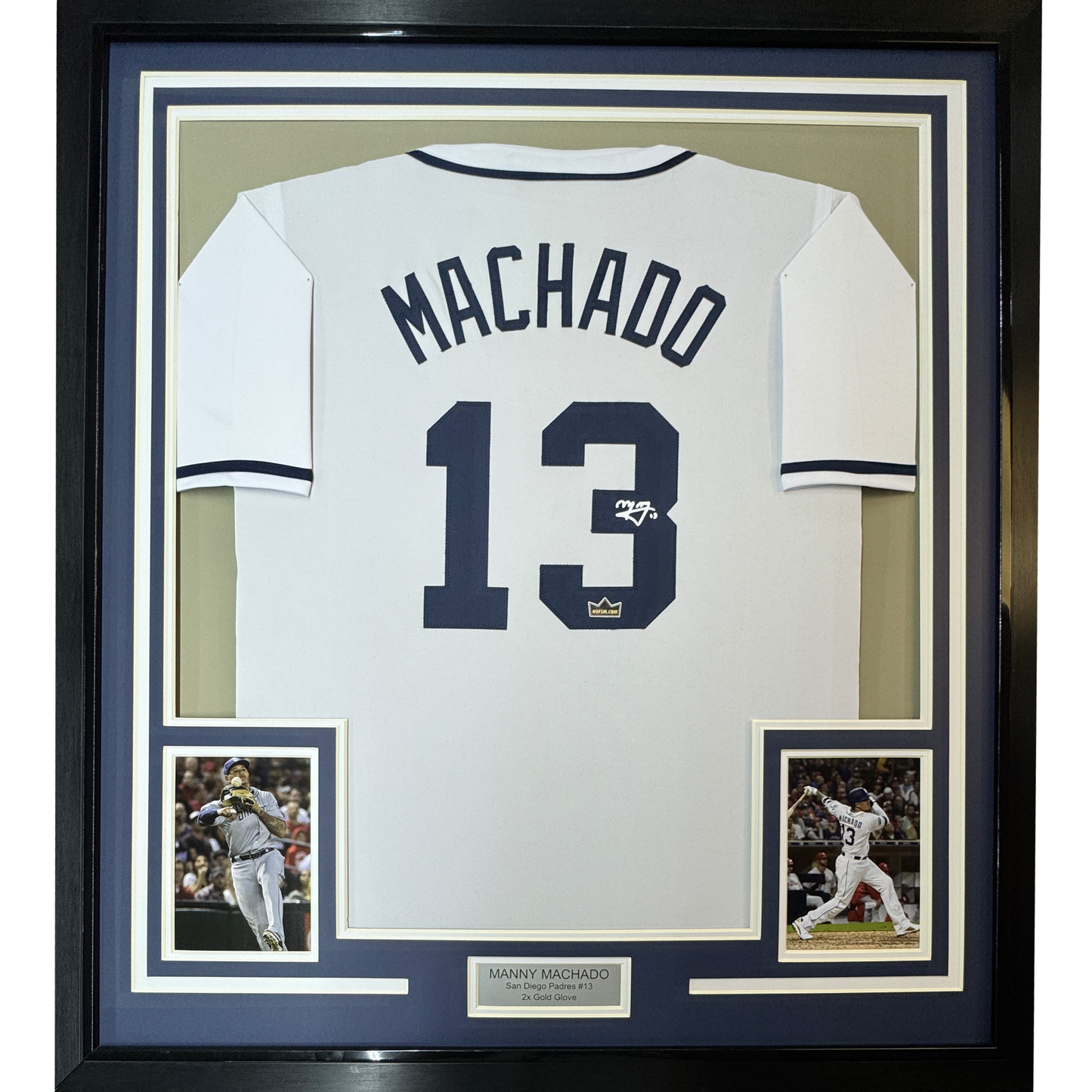 Framed Facsimile Autographed Manny Machado 35x39 San Diego White Reprint Laser Auto Baseball Jersey