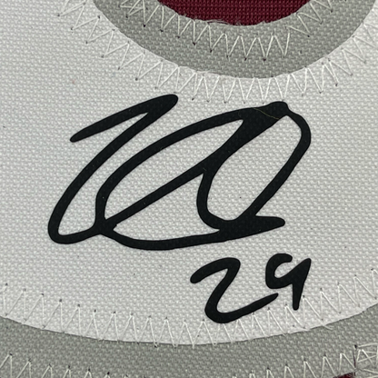 Framed Facsimile Autographed Nathan MacKinnon 35x39 Colorado Maroon Reprint Laser Auto Hockey Jersey