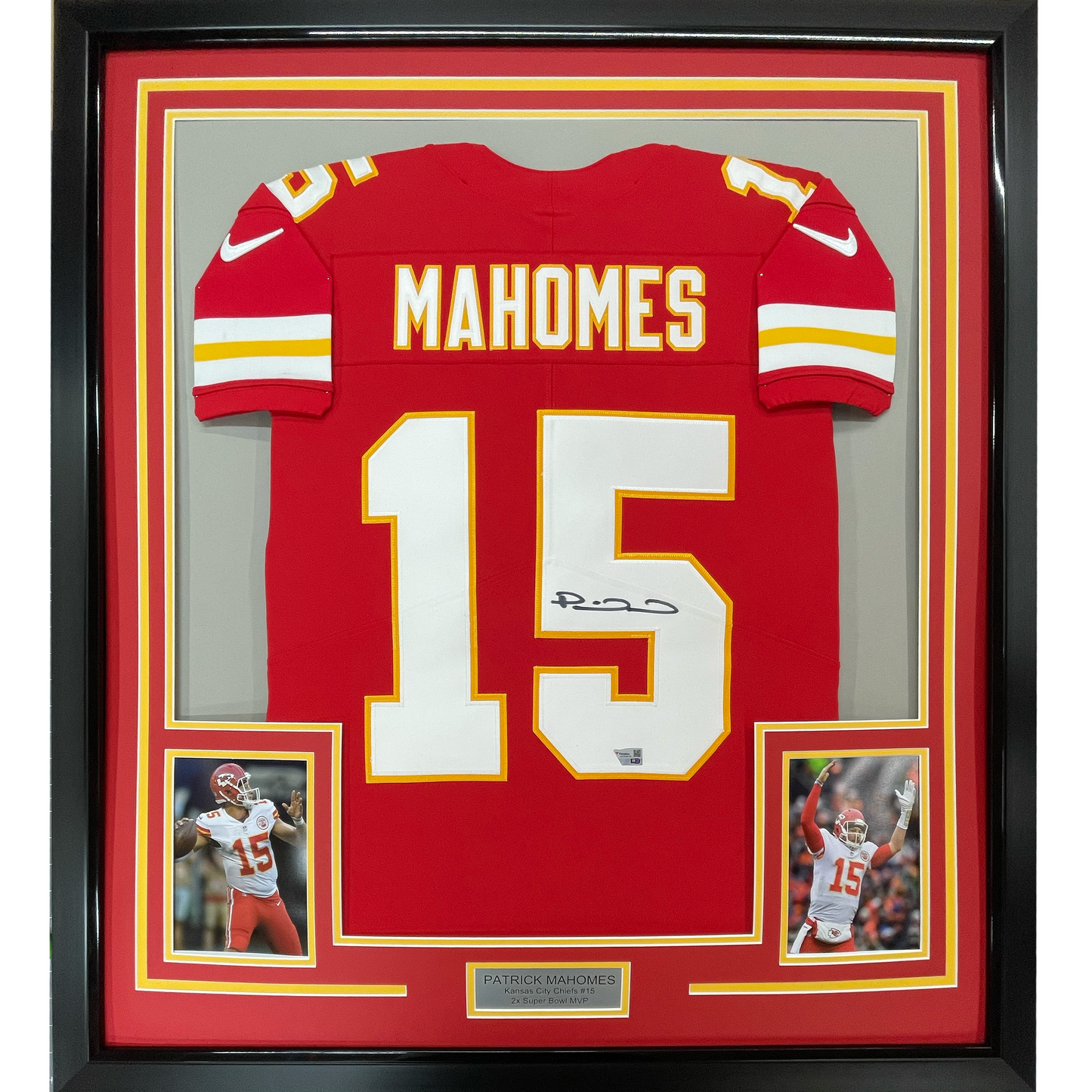 Framed Autographed/Signed Patrick Mahomes 35x39 Kansas City Chiefs Red Authentic Elite Football Jersey Fanatics COA