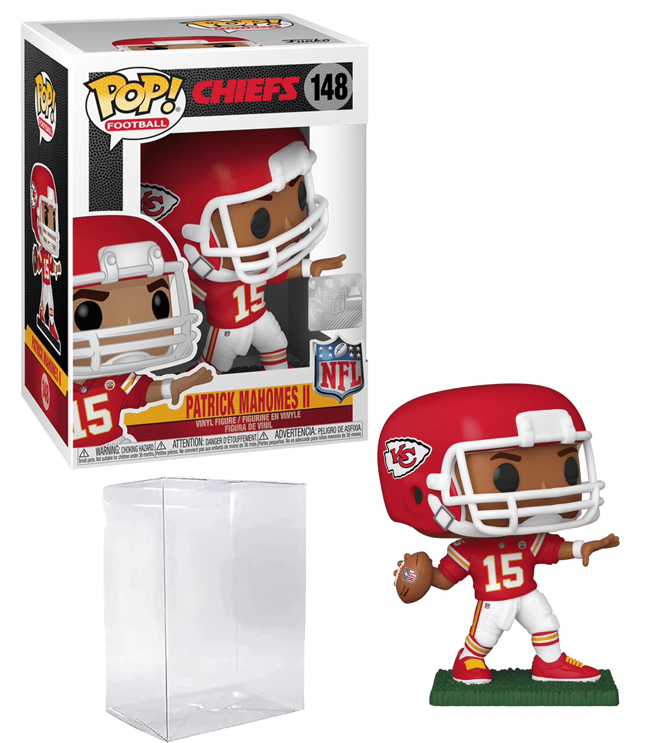 Patrick Mahomes II #148 Funko POP! Football Kansas City Chiefs Figurine Bundle with HOFSM Protector Case
