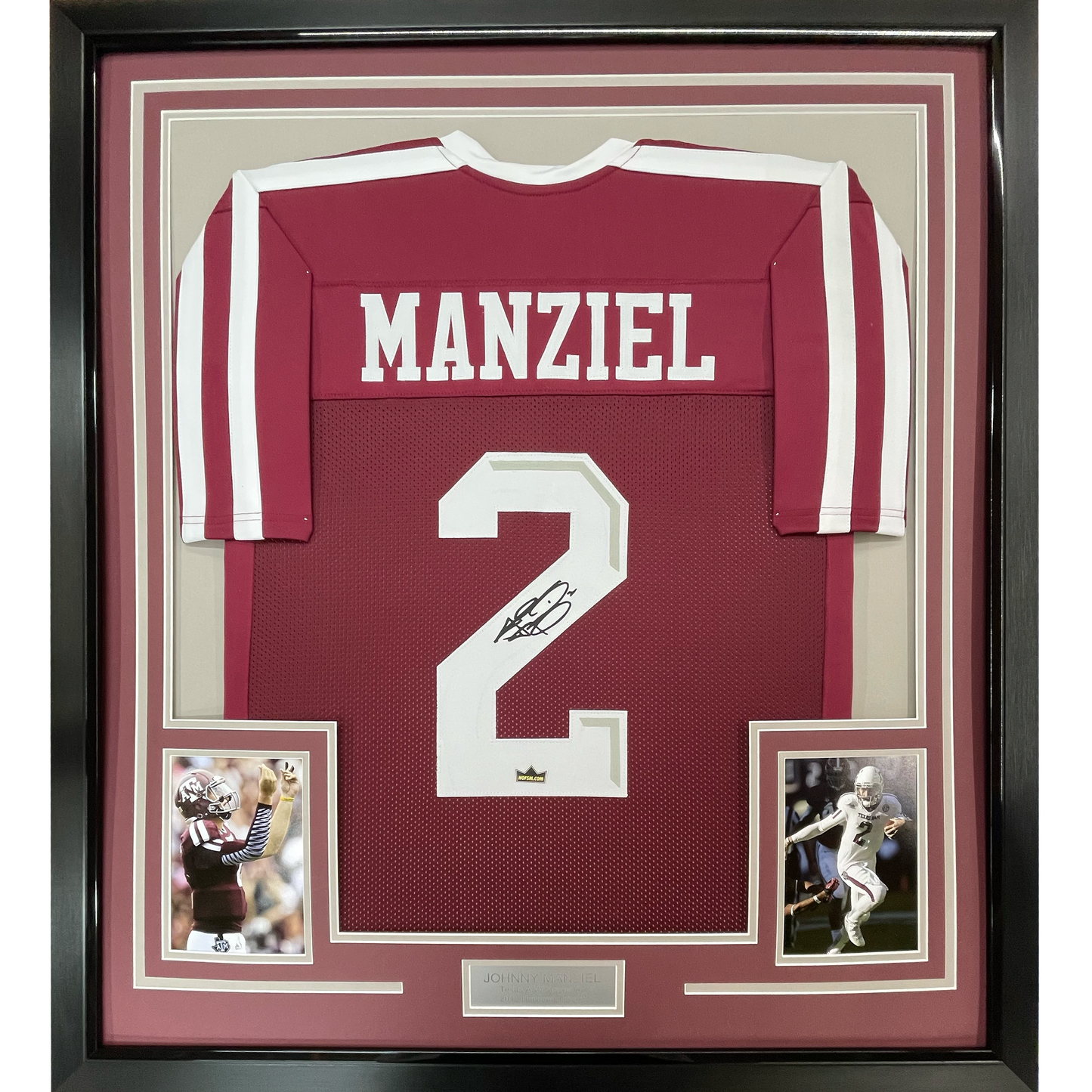 Framed Facsimile Autographed Johnny Manziel 35x39 Texas A&M Maroon Reprint Laser Auto College Football Jersey