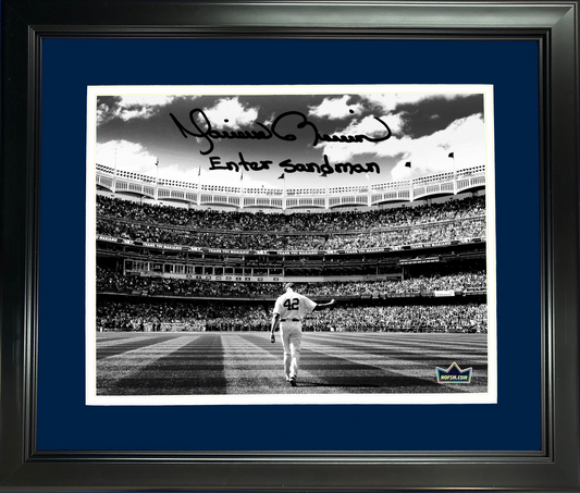 Framed Mariano Rivera  Enter Sandman  New York Yankees Facsimile Laser Engraved Signature Auto 11"x14" Baseball Photo HOFSM Holo