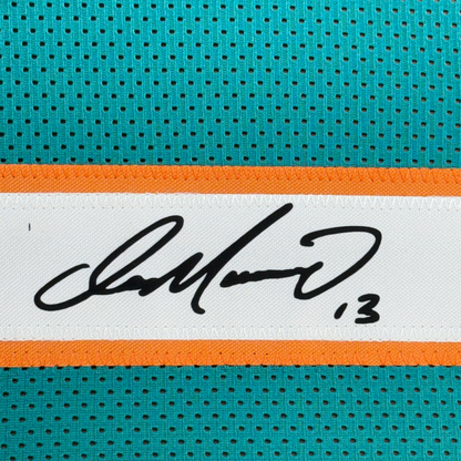 Framed Facsimile Autographed Dan Marino 35x39 Miami Teal Reprint Laser Auto Football Jersey
