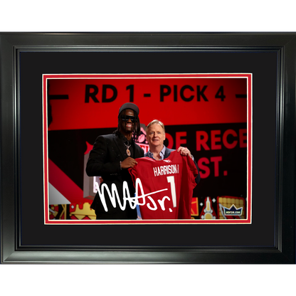 Framed Marvin Harrison Jr Draft Arizona Cardinals Facsimile Laser Engraved Signature Auto 11"x14" Football Photo HOFSM Holo
