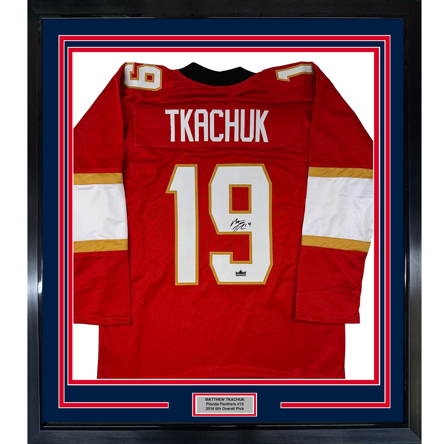 Framed Facsimile Autographed Matthew Tkachuk 35x39 Florida Red Reprint Laser Auto Hockey Jersey
