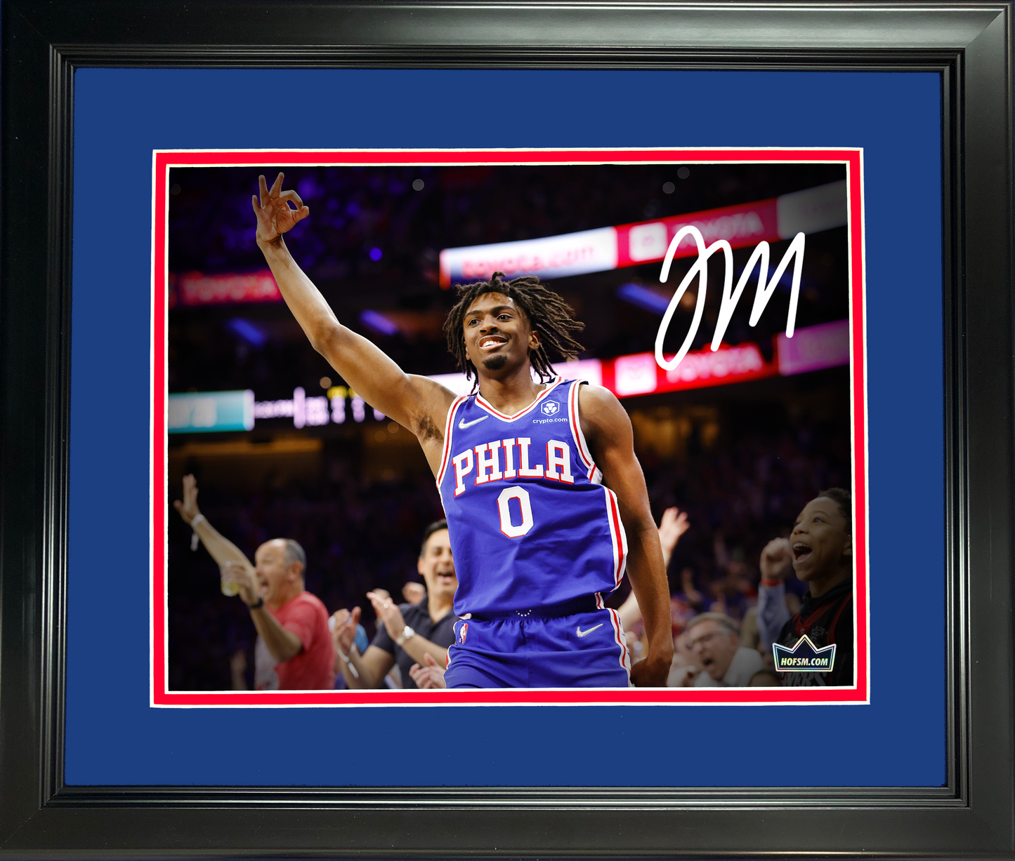 Framed Tyrese Maxey Facsimile Laser Engraved Signature Auto 11"x14" Basketball Photo HOFSM Holo