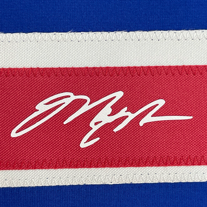 Framed Facsimile Autographed Mark Messier 35x39 New York Blue Reprint Laser Auto Hockey Jersey