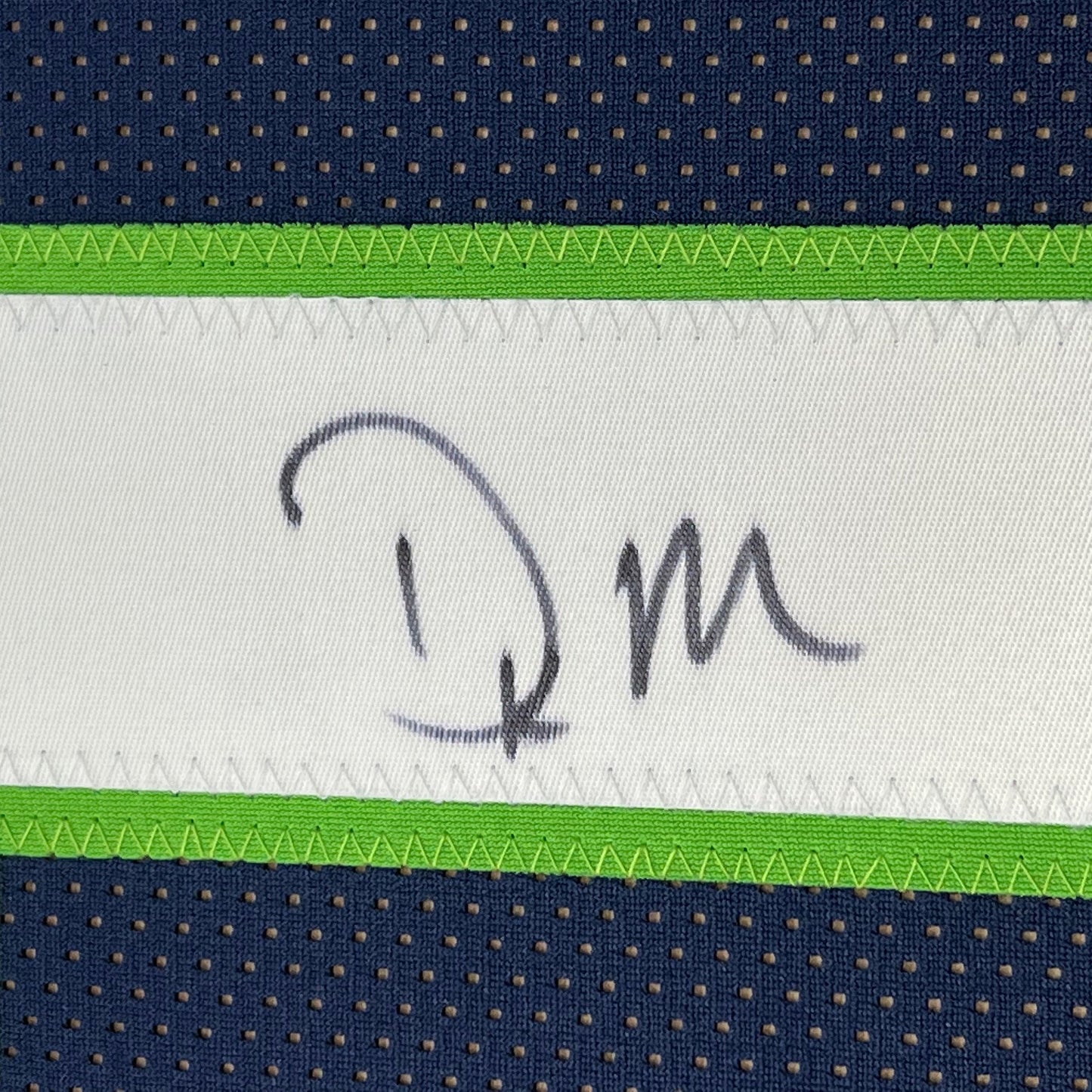 Framed Autographed/Signed DK D.K. Metcalf 35x39 Seattle Blue Football Jersey JSA COA #2