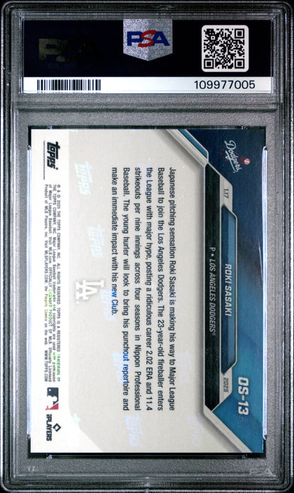 Graded 2024 Topps Now Roki Sasaki #OS13 Offseason Rookie RC Baseball Card PSA 9 Mint